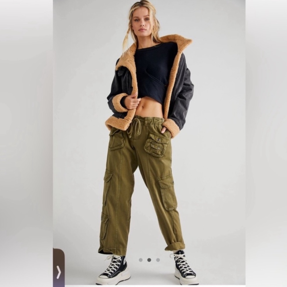 NEW Free People FP Movement Tahiti Cargo Pants Slouchy Pull-on Cotton Size Small